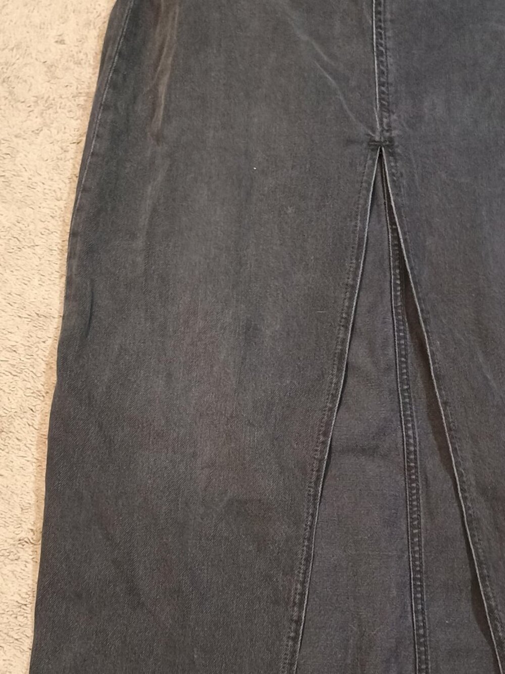 Free People/Denim Maxi Skirt/Women 28 Black Front Slit Boho Western Festival Ski - Picture 5 of 11